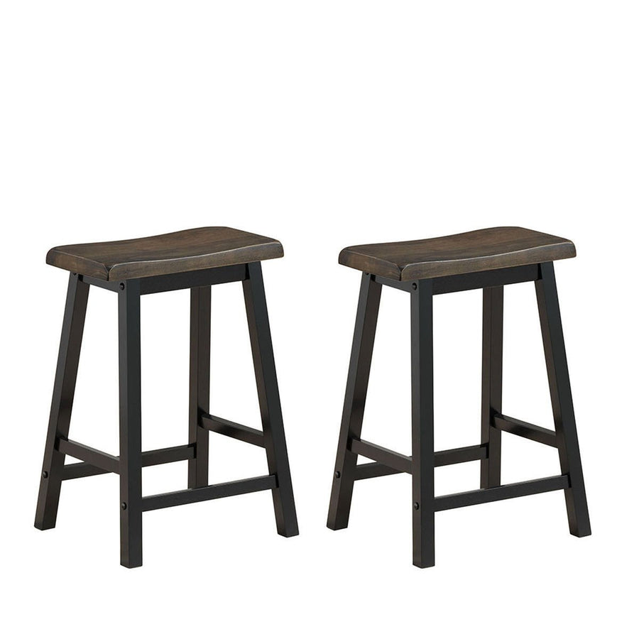 Set of 2 Bar Stools 24H Saddle Seat Pub Chair Home Kitchen Dining Room Gray Image 1