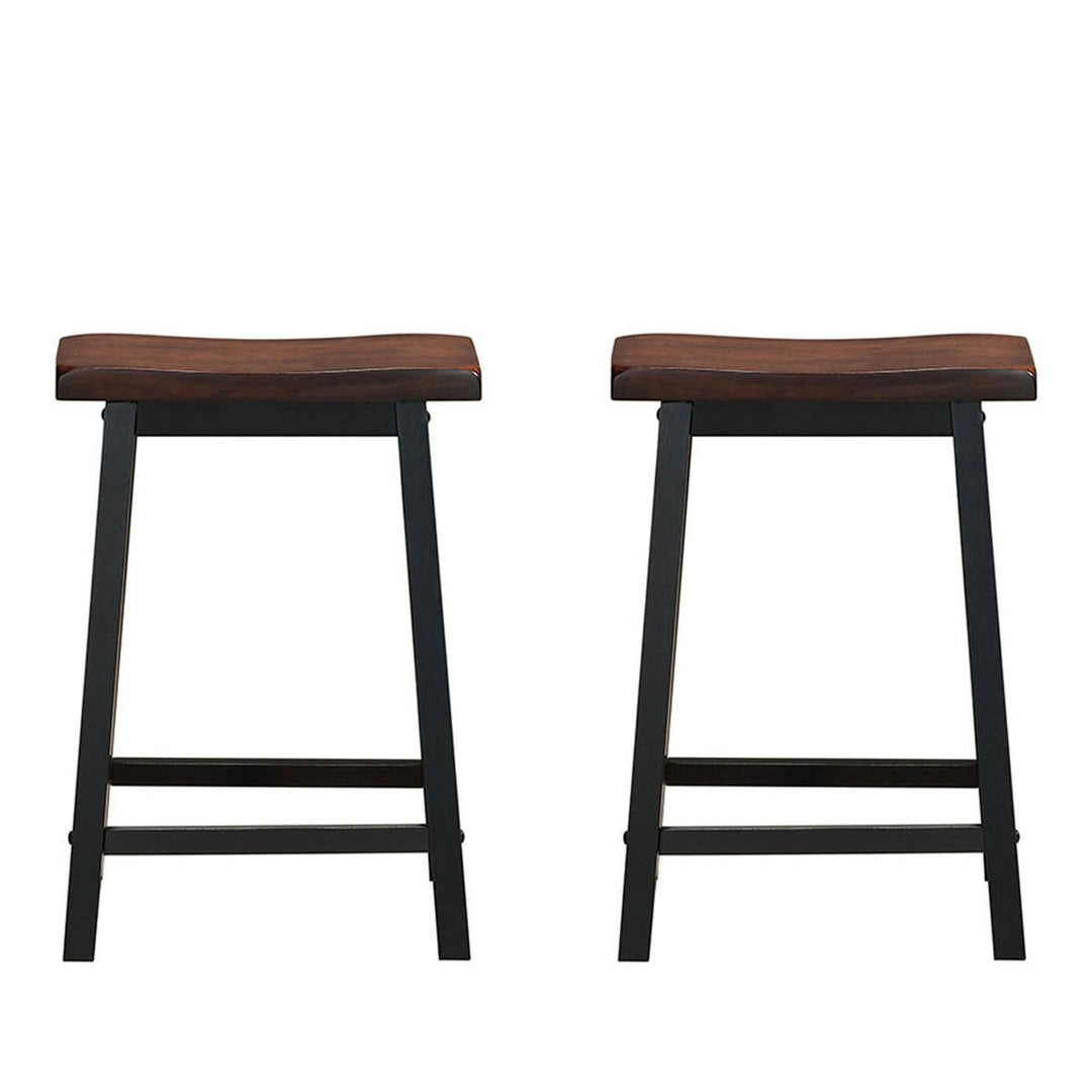 Set of 2 Bar Stools 24H Saddle Seat Pub Chair Home Kitchen Dining Room Brown Image 5