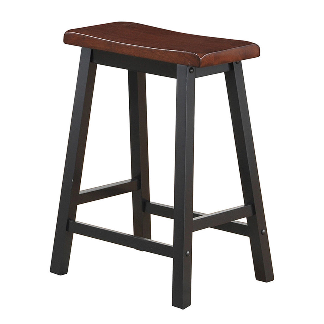 Set of 2 Bar Stools 24H Saddle Seat Pub Chair Home Kitchen Dining Room Brown Image 6