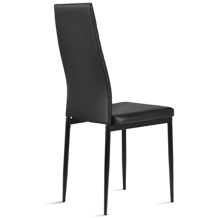 Set of 4 PVC Dining Side Chairs with Metal Frame High Back Home Kitchen Black Image 10