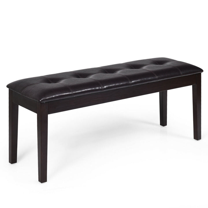 Upholstered PU Dining Room Bench Solid Wood Button Tufted Dining Room Bench Image 1