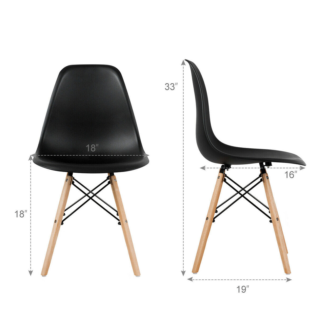 Gymax Set of 4 Modern Dining Side Chair Armless Home Office w/ Wood Legs Black Image 3