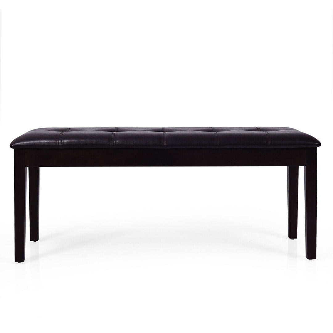 Upholstered PU Dining Room Bench Solid Wood Button Tufted Dining Room Bench Image 10