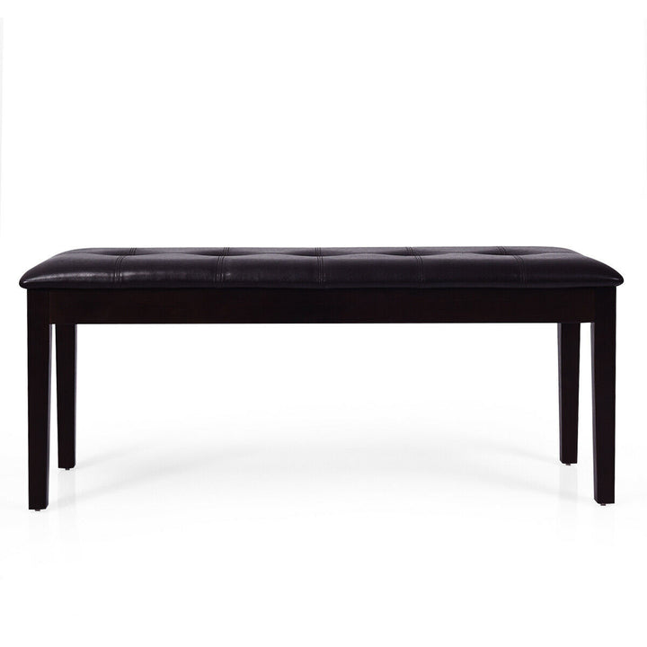 Upholstered PU Dining Room Bench Solid Wood Button Tufted Dining Room Bench Image 10