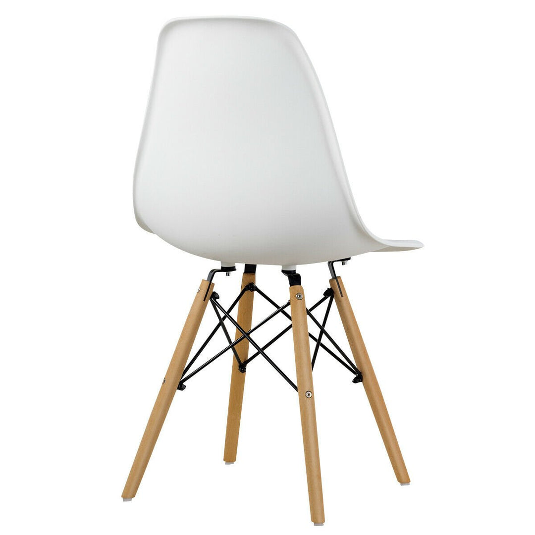 Set of 4 Modern Dining Side Chair Armless Home Office w/ Wood Legs White Image 9