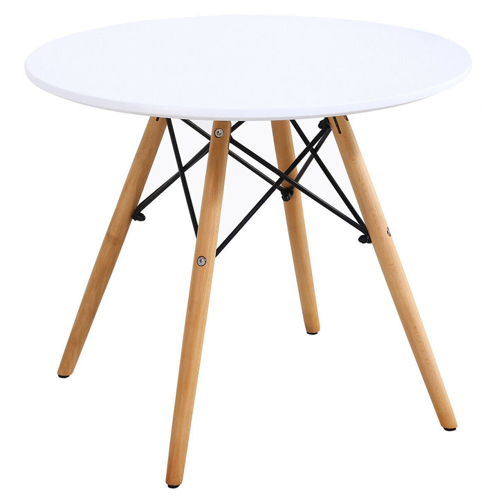 Kids Modern Dining Table Set Round Table with 2 Armless Chairs White Image 9