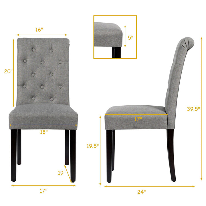 4PCS Upholstered Dining Chair High Back Armless Chair w/ Wooden Legs Grey Image 2