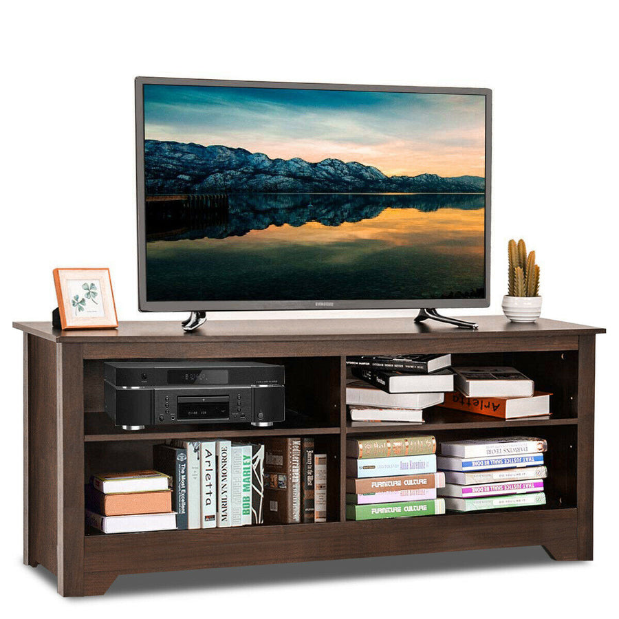 58 TV Stand Entertainment Media Center Console Wood Storage Furniture Espresso Image 1