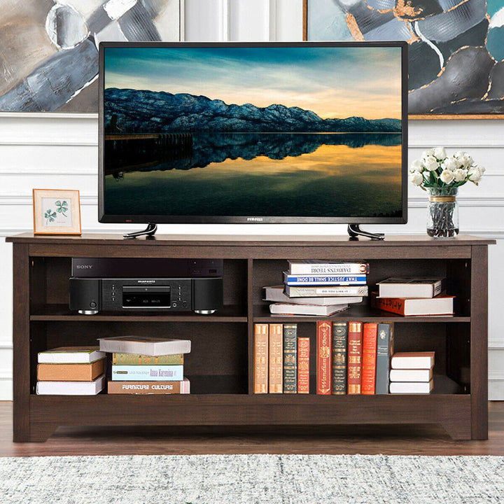 58 TV Stand Entertainment Media Center Console Wood Storage Furniture Espresso Image 3