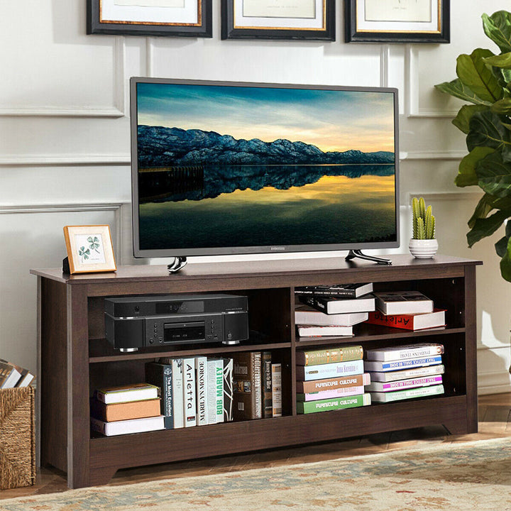 58 TV Stand Entertainment Media Center Console Wood Storage Furniture Espresso Image 4