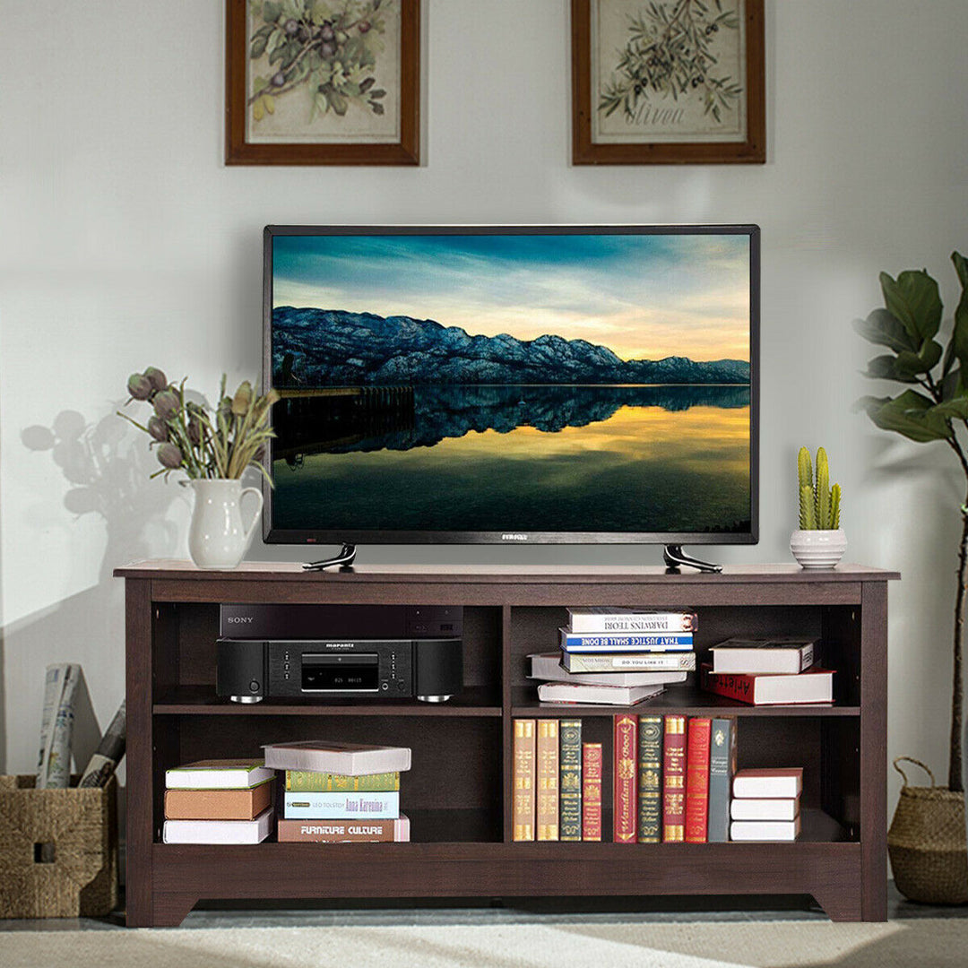 58 TV Stand Entertainment Media Center Console Wood Storage Furniture Espresso Image 5