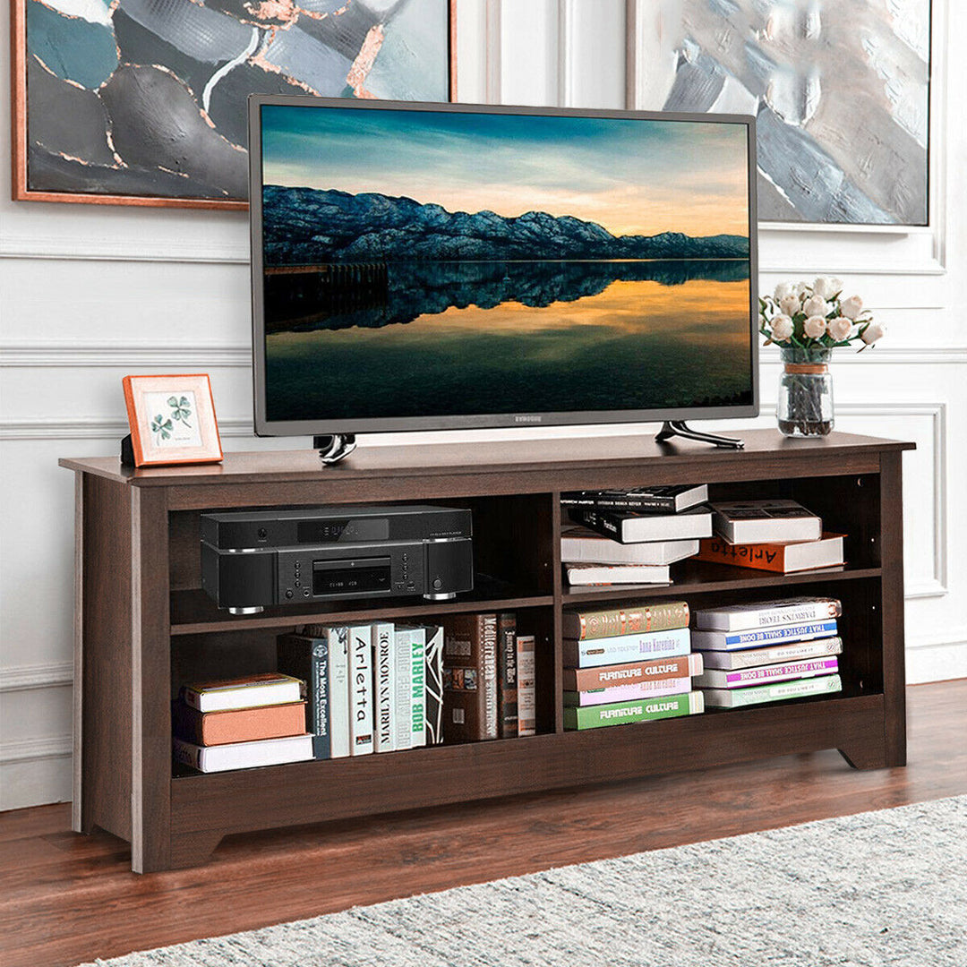 58 TV Stand Entertainment Media Center Console Wood Storage Furniture Espresso Image 7