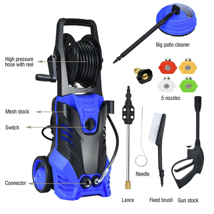 3000PSI Electric High Pressure Washer 2000W 2GPM w/Patio Cleaner and 5 Nozzles Image 7