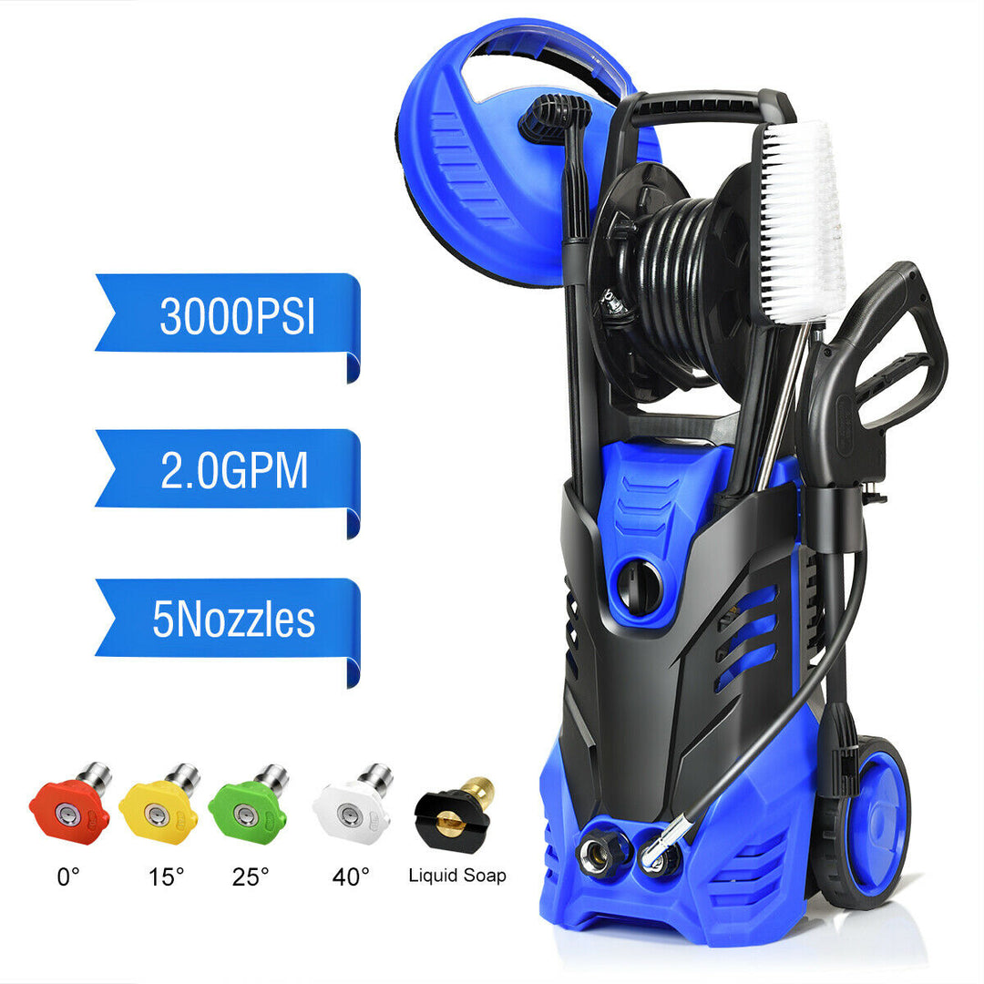 3000PSI Electric High Pressure Washer 2000W 2GPM w/Patio Cleaner and 5 Nozzles Image 9