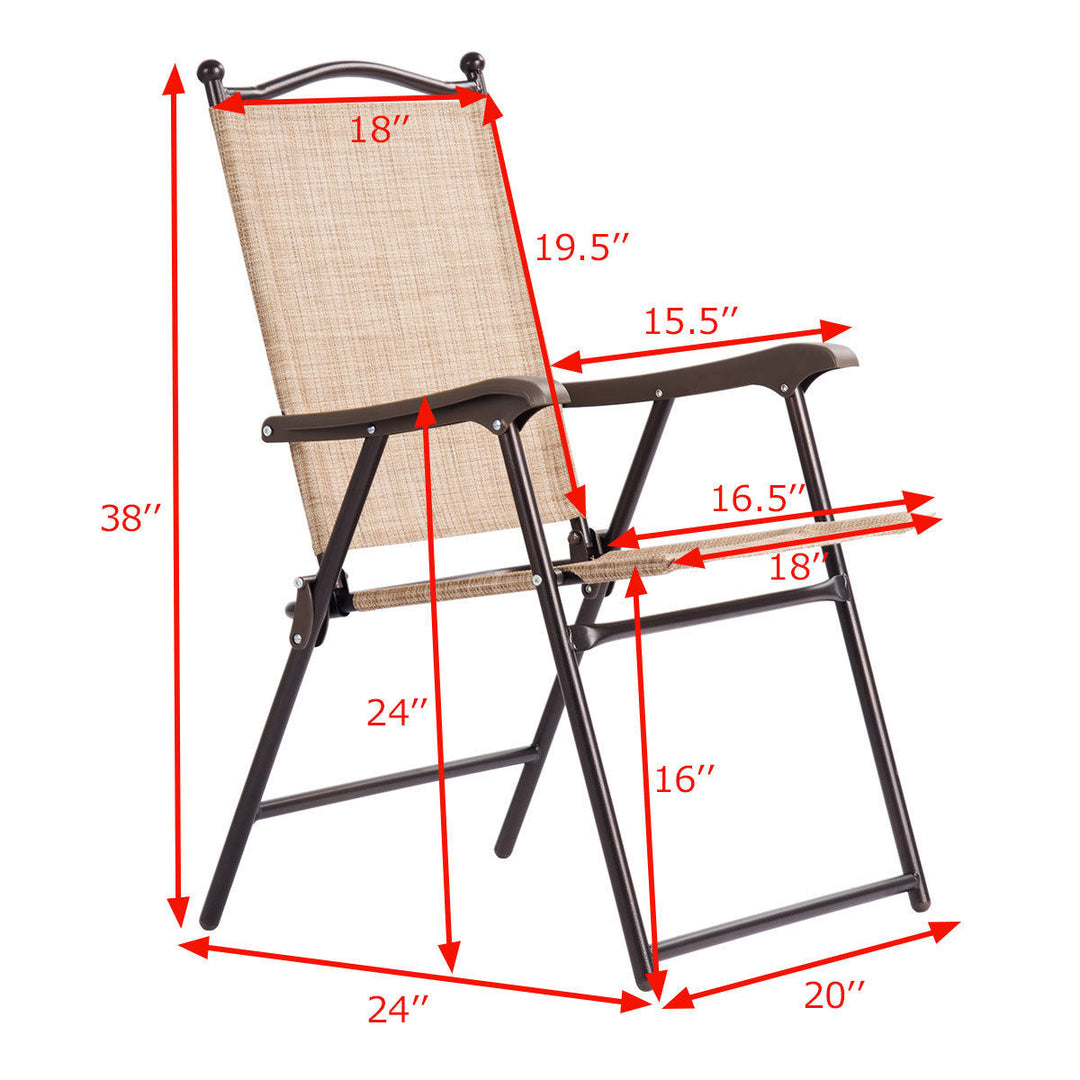 Gymax Set of 2 Folding Patio Furniture Sling Back Chairs Outdoors Image 3