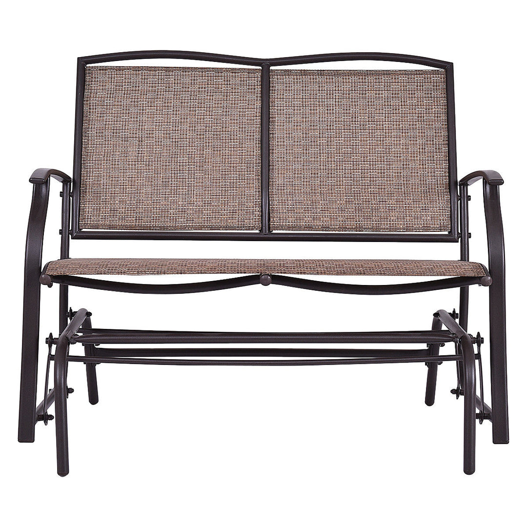 Patio Loveseat Glider Rocking Bench Double Chair With Arm Backyard Outdoor Image 3