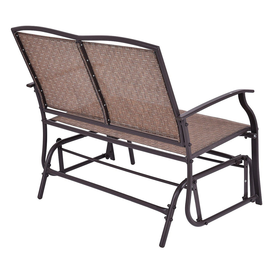 Patio Loveseat Glider Rocking Bench Double Chair With Arm Backyard Outdoor Image 4