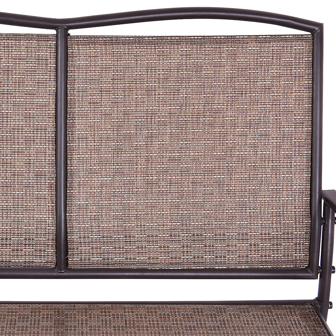 Patio Loveseat Glider Rocking Bench Double Chair With Arm Backyard Outdoor Image 5