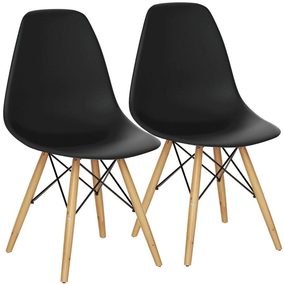 Set of 2 Modern Dining Side Chair Armless Home Office w/ Wood Legs Black Image 1