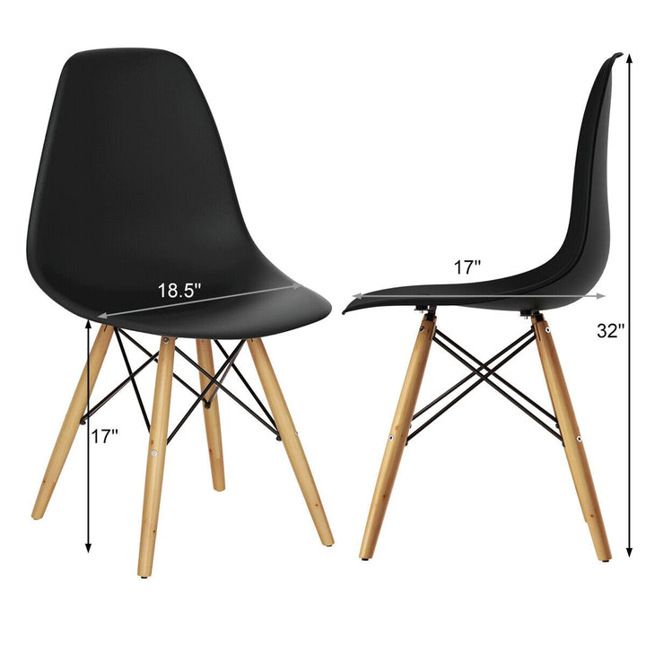 Set of 2 Modern Dining Side Chair Armless Home Office w/ Wood Legs Black Image 2