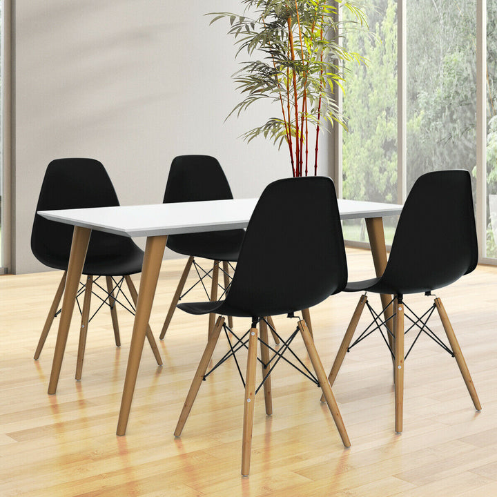 Set of 2 Modern Dining Side Chair Armless Home Office w/ Wood Legs Black Image 3