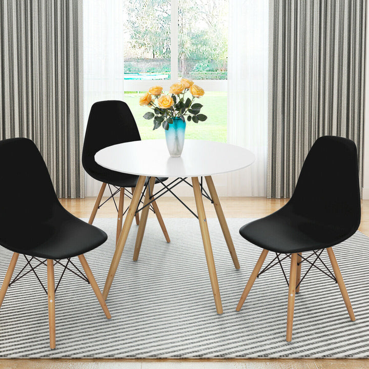 Set of 2 Modern Dining Side Chair Armless Home Office w/ Wood Legs Black Image 4