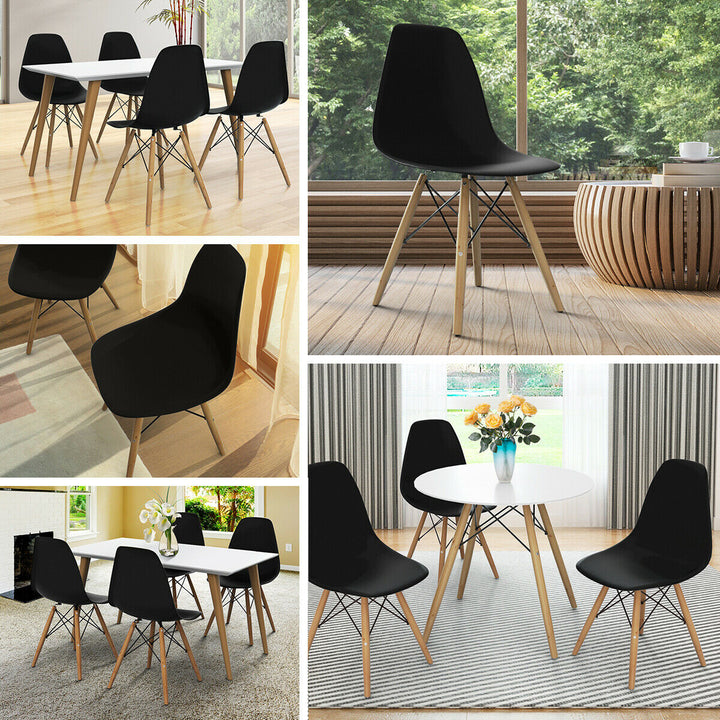 Set of 2 Modern Dining Side Chair Armless Home Office w/ Wood Legs Black Image 6