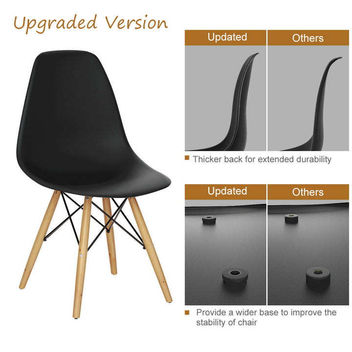 Set of 2 Modern Dining Side Chair Armless Home Office w/ Wood Legs Black Image 8