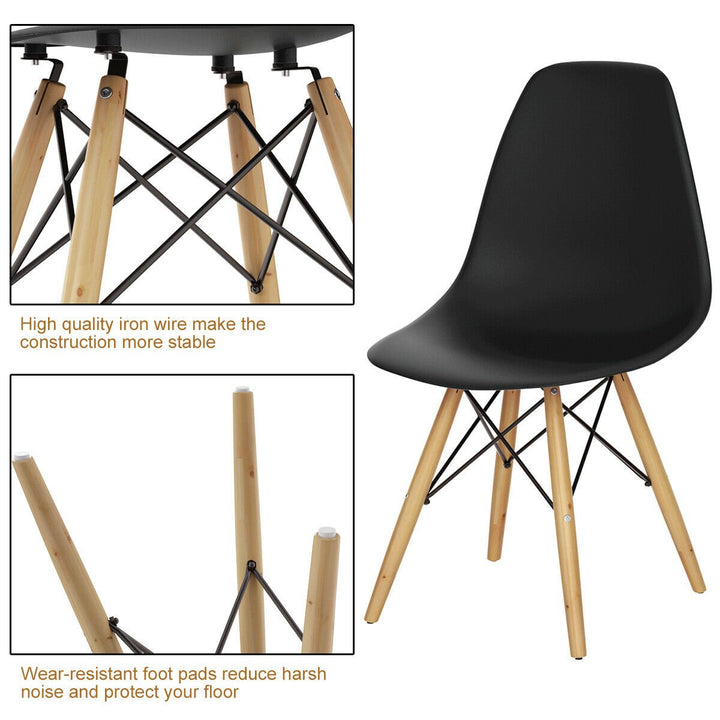 Set of 2 Modern Dining Side Chair Armless Home Office w/ Wood Legs Black Image 9