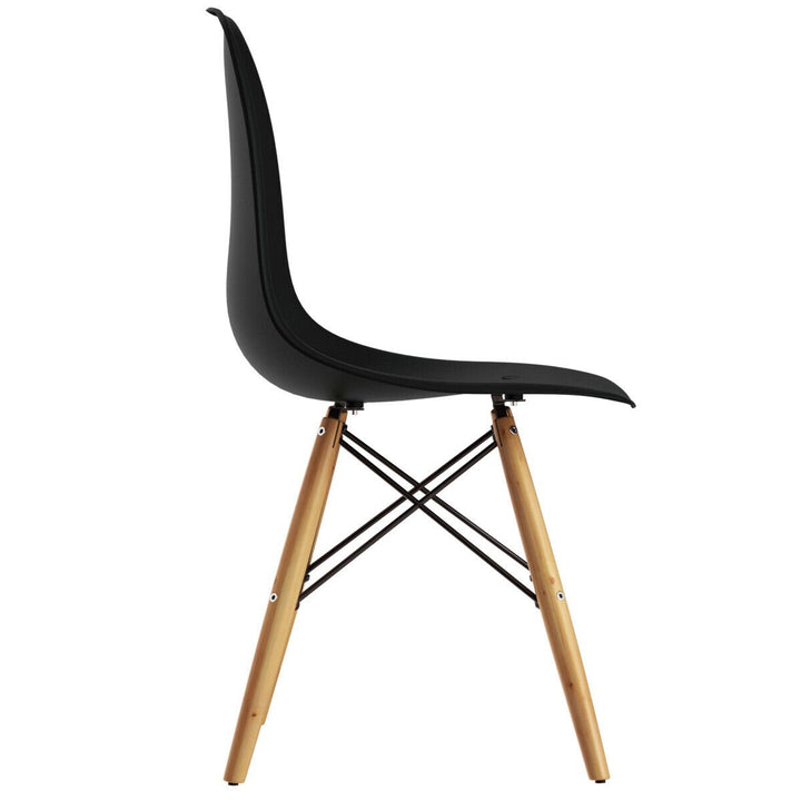 Set of 2 Modern Dining Side Chair Armless Home Office w/ Wood Legs Black Image 10