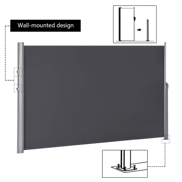 118.5x 63 H Patio Retractable Folding Side Awning Screen Privacy Divider Image 2