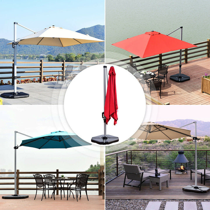 4PCS Patio Cantilever Offset Umbrella Base Sand/Water Filled Image 4