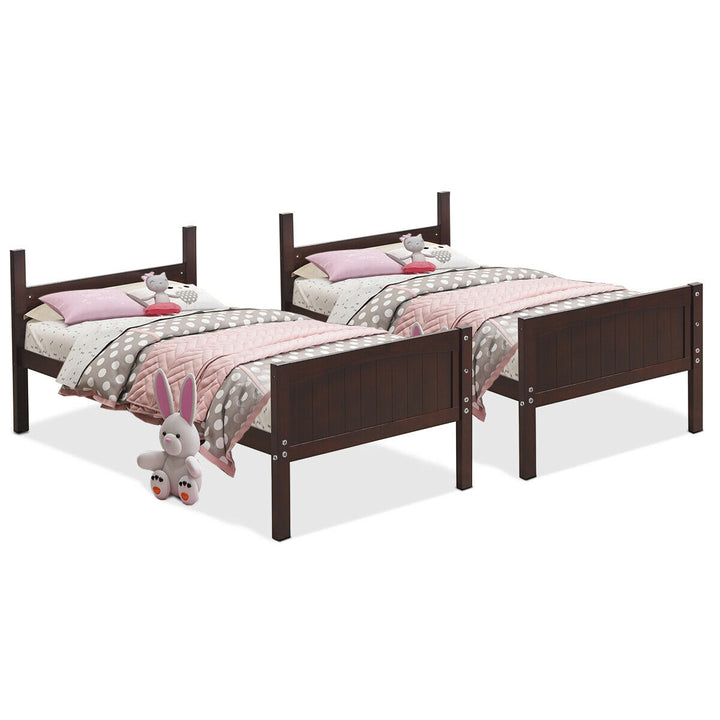 Wooden Twin Over Twin Bunk Beds Convertable 2 Individual Twin Beds Espresso Image 9