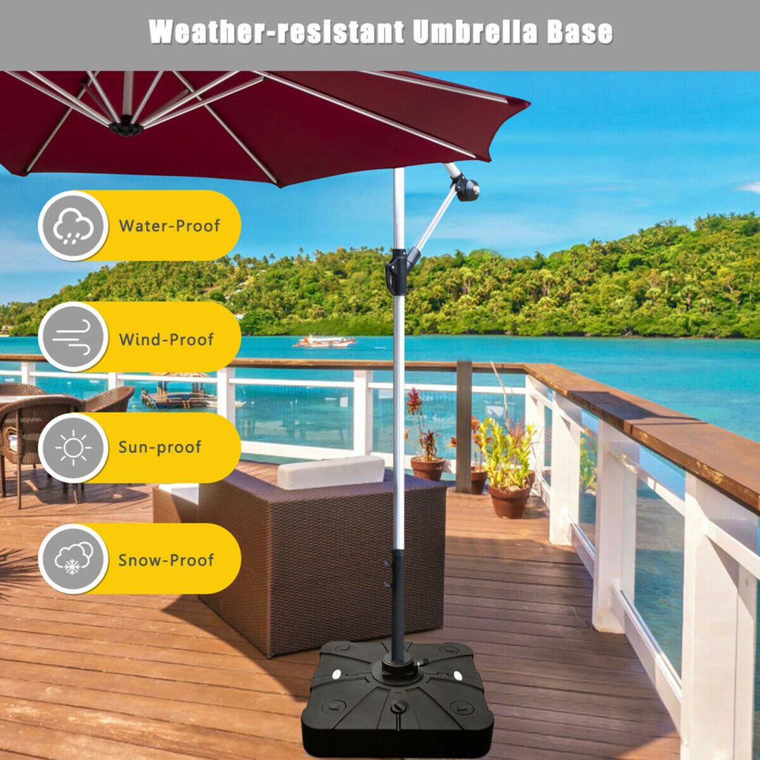 Patio Umbrella Stand Base Weight 4 Wheels W/Cross Base Black Image 6