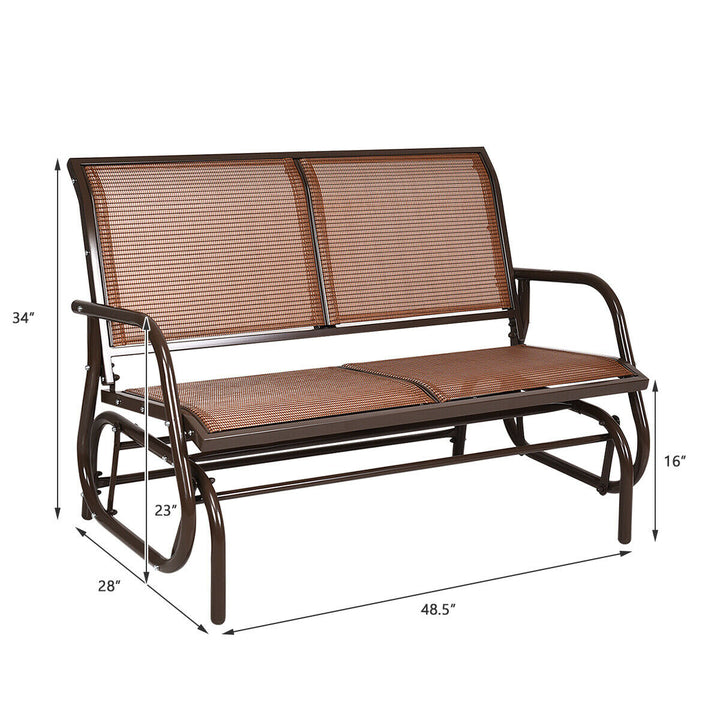 48 Outdoor Patio Swing Glider Bench Chair Loveseat Rocker Lounge Backyard Brown Image 3