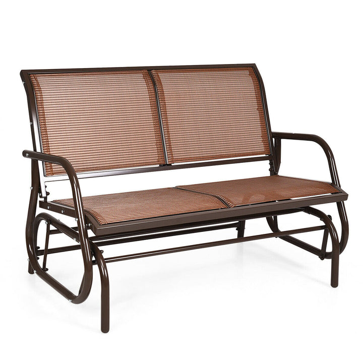 48 Outdoor Patio Swing Glider Bench Chair Loveseat Rocker Lounge Backyard Brown Image 2