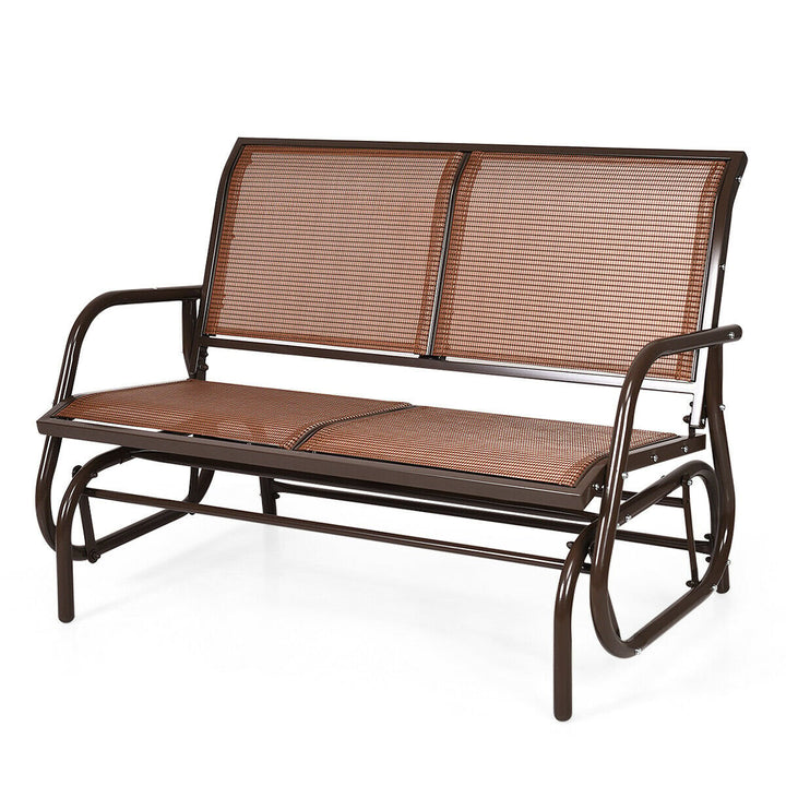 48 Outdoor Patio Swing Glider Bench Chair Loveseat Rocker Lounge Backyard Brown Image 6