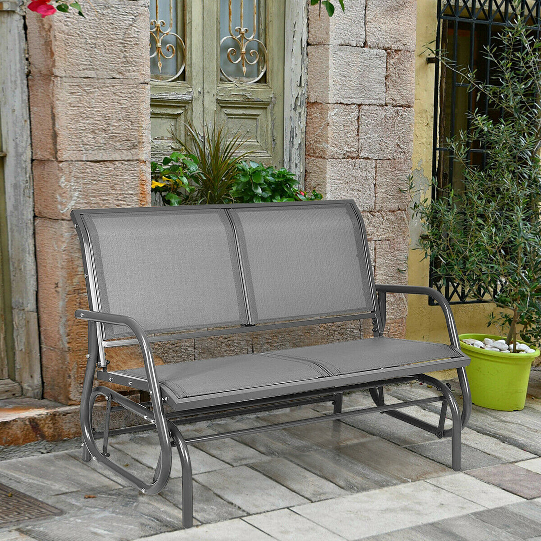 48 Outdoor Patio Swing Glider Bench Chair Loveseat Rocker Lounge Backyard Grey Image 1