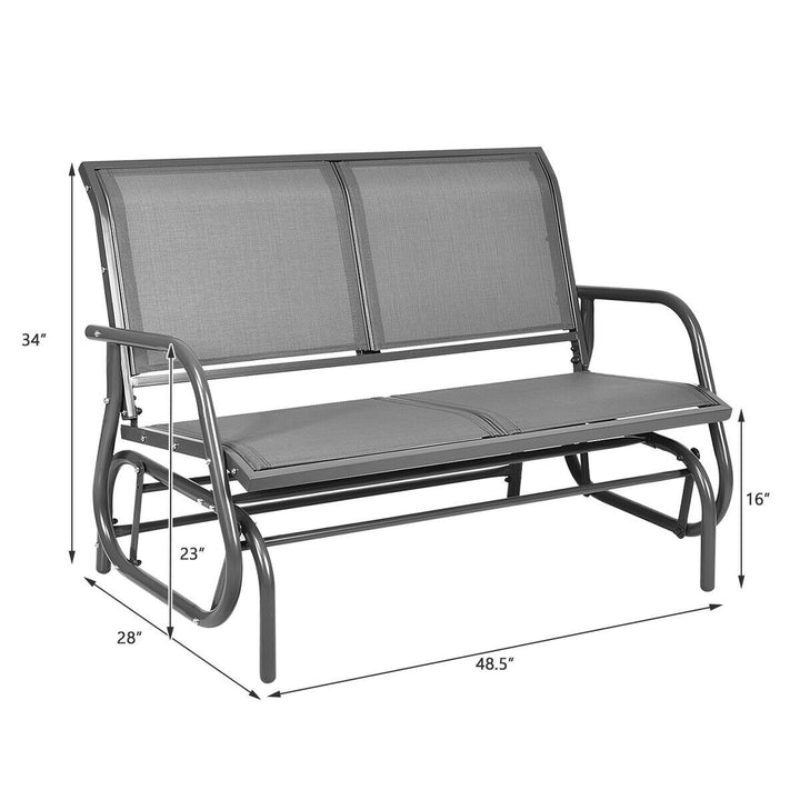 48 Outdoor Patio Swing Glider Bench Chair Loveseat Rocker Lounge Backyard Grey Image 3