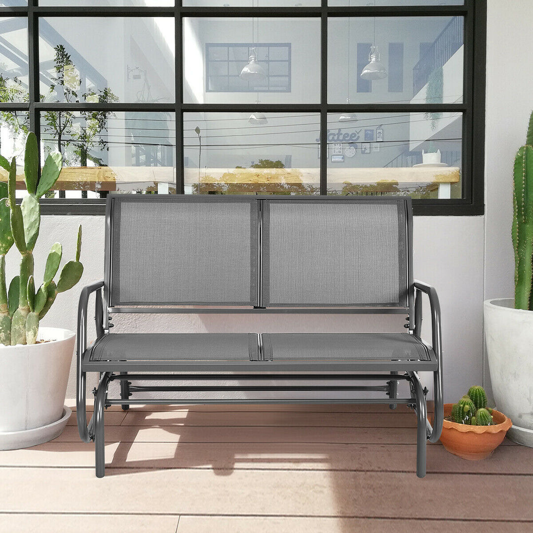 48 Outdoor Patio Swing Glider Bench Chair Loveseat Rocker Lounge Backyard Grey Image 5