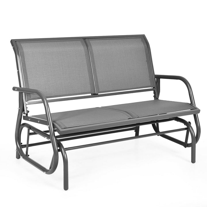 48 Outdoor Patio Swing Glider Bench Chair Loveseat Rocker Lounge Backyard Grey Image 2