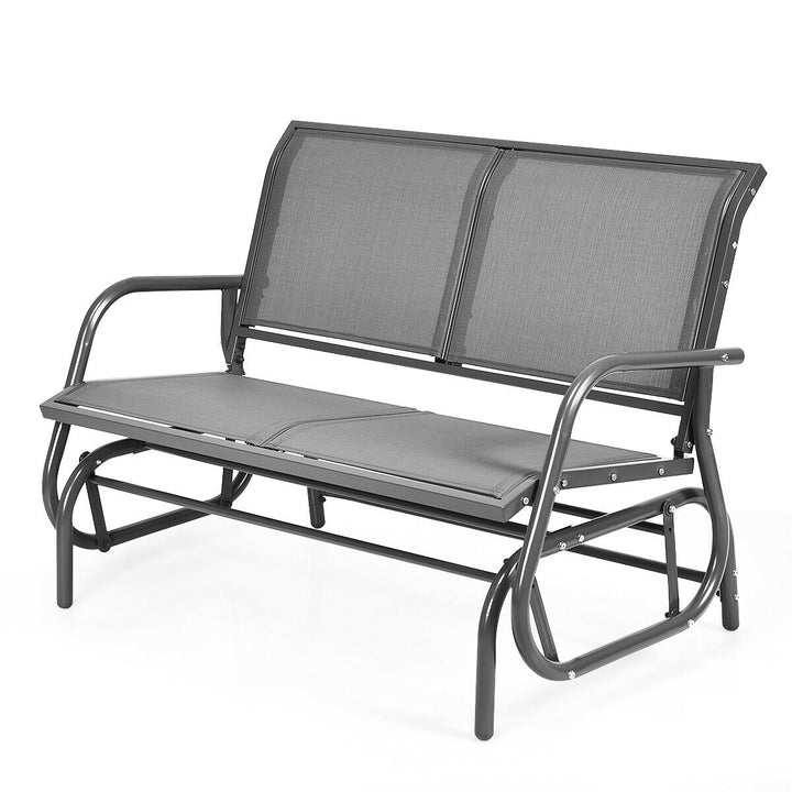 48 Outdoor Patio Swing Glider Bench Chair Loveseat Rocker Lounge Backyard Grey Image 6