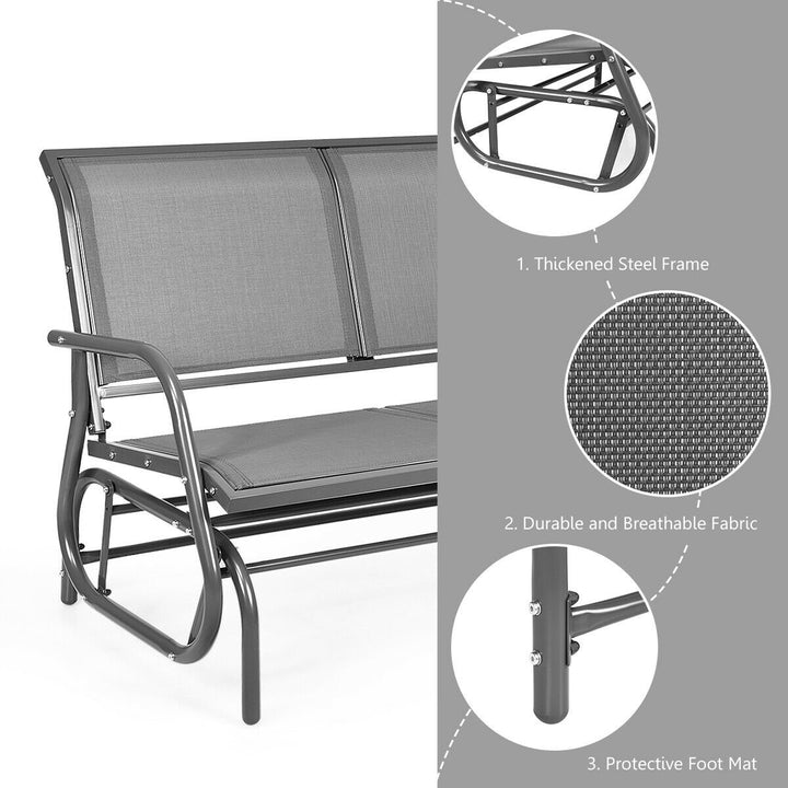 48 Outdoor Patio Swing Glider Bench Chair Loveseat Rocker Lounge Backyard Grey Image 10