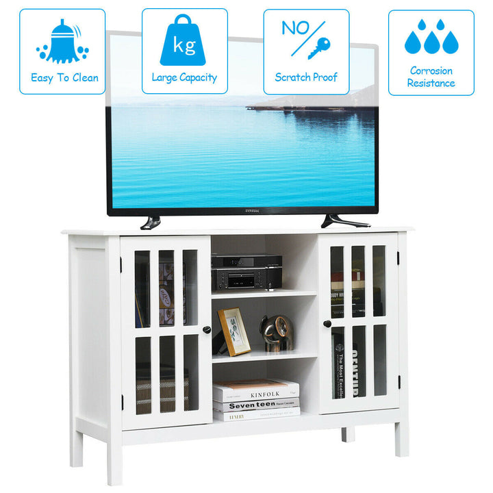 Wood TV Stand Entertainment Media Center Console for TV up to 50 White Image 7