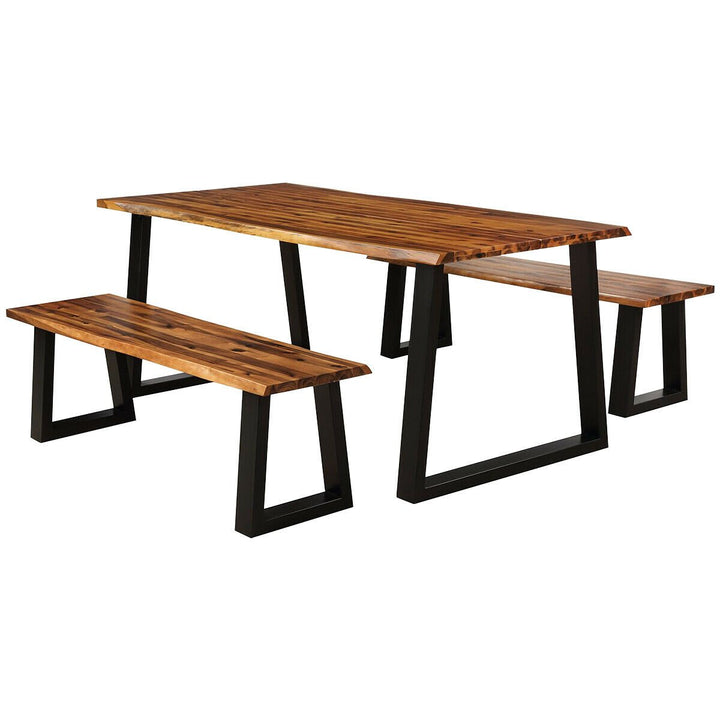 Picnic Table Set Acacia Wood 3 Piece Table Bench Outdoor Patio Image 9