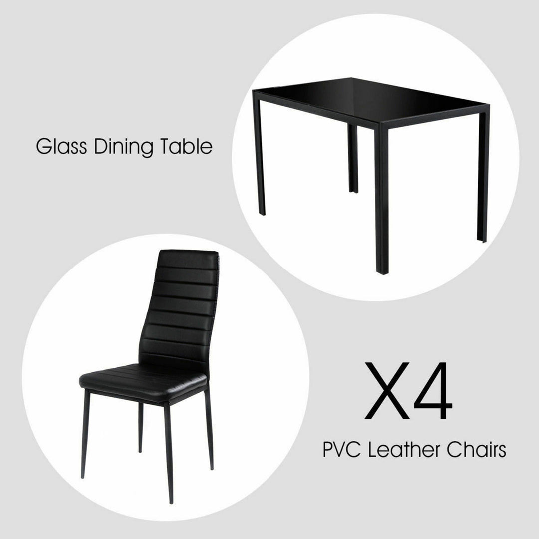 5 Piece Table Chair Kitchen Dining Set Furniture Glass Metal Image 5