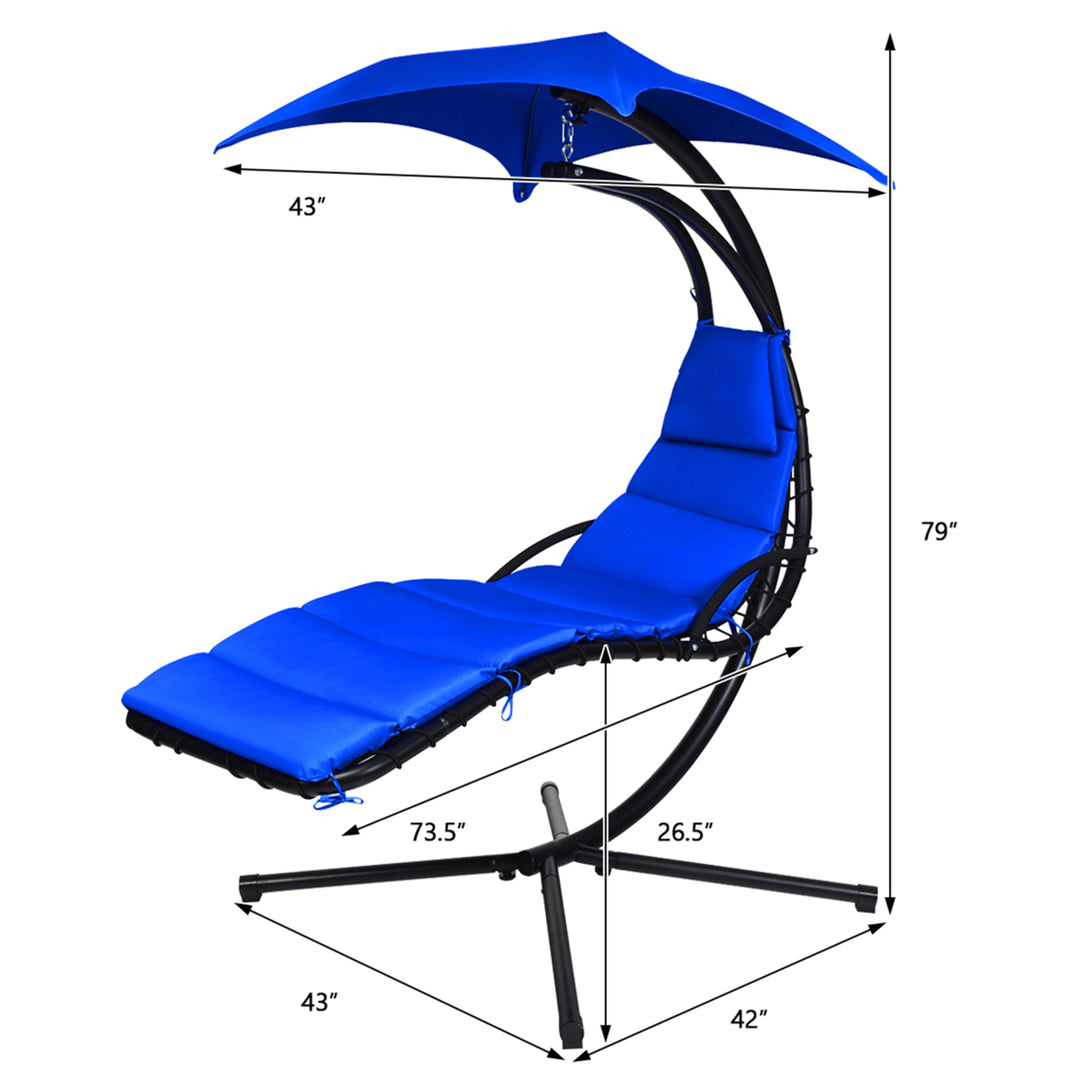 Patio Hammock Swing Chair Hanging Chaise w/ Cushion Pillow Canopy Navy Image 3