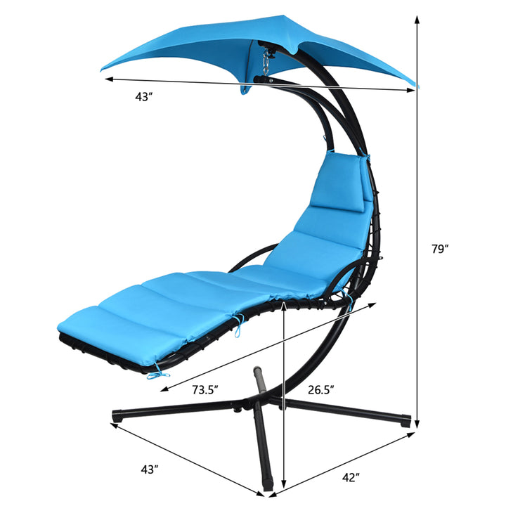 Patio Hammock Swing Chair Hanging Chaise w/ Cushion Pillow Canopy Blue Image 3