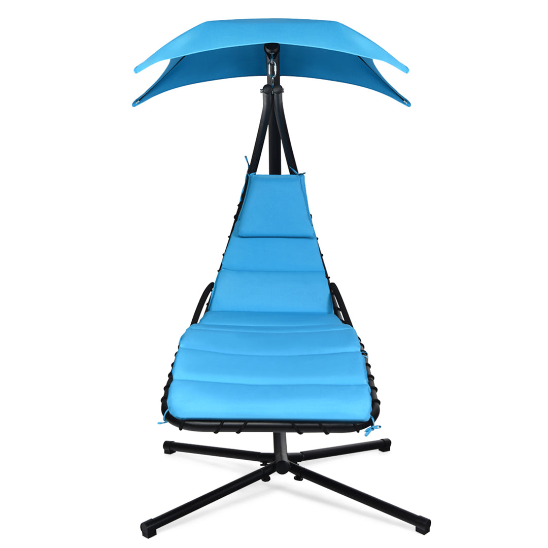 Patio Hammock Swing Chair Hanging Chaise w/ Cushion Pillow Canopy Blue Image 4