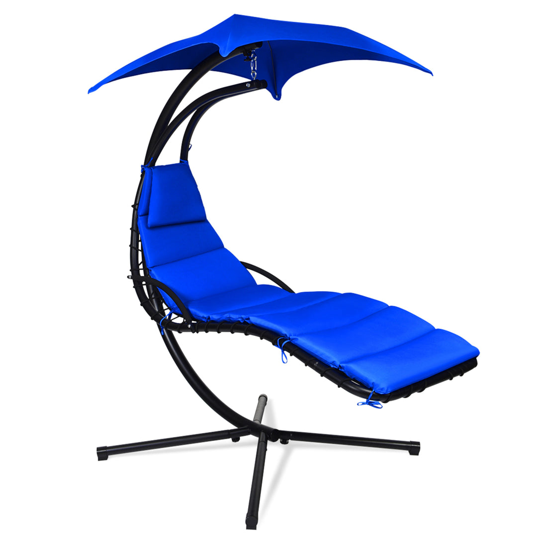 Patio Hammock Swing Chair Hanging Chaise w/ Cushion Pillow Canopy Navy Image 5